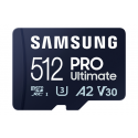 Samsung PRO Ultimate MB-MY512SA - Flash memory card (SD adapter included) - 512 GB - A2 / Video Class V30 / UHS-I U3 - microSDXC UHS-I - blue