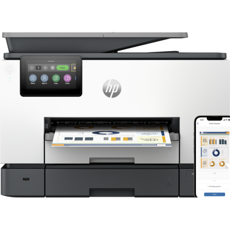 HP Officejet Pro 9130b All-in-One - Multifunction printer - colour - ink-jet - Legal (216 x 356 mm) (original) - A4 / Legal (media) - up to 23 ppm (copying) - up to 25 ppm (printing) - 250 sheets - 33.6 Kbps - USB 2.0, LAN, USB host, Wi-Fi(ac) - 0