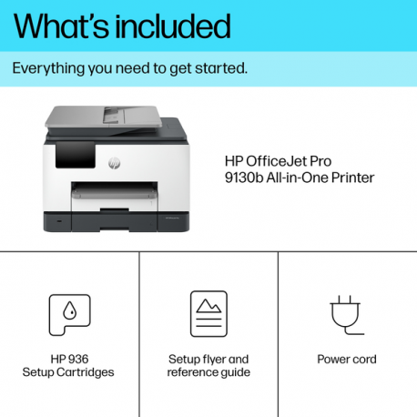HP Officejet Pro 9130b All-in-One - Multifunction printer - colour - ink-jet - Legal (216 x 356 mm) (original) - A4 / Legal (media) - up to 23 ppm (copying) - up to 25 ppm (printing) - 250 sheets - 33.6 Kbps - USB 2.0, LAN, USB host, Wi-Fi(ac) - 23