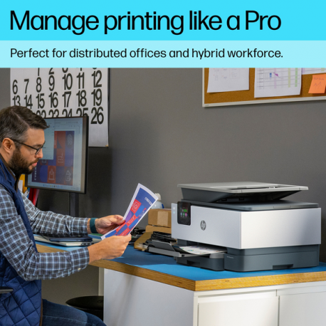 HP Officejet Pro 9120b All-in-One - Multifunction printer - colour - ink-jet - Legal (216 x 356 mm) (original) - A4 / Legal (media) - up to 19 ppm (copying) - up to 20 ppm (printing) - 250 sheets - 33.6 Kbps - USB 2.0, LAN, Wi-Fi(n), USB host - 8