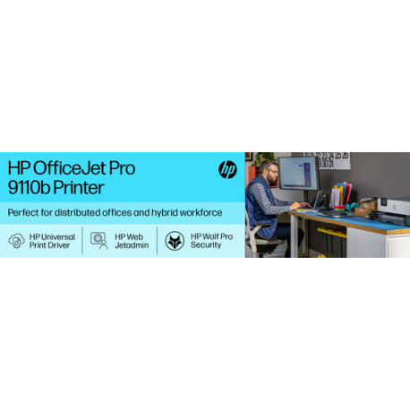 HP Officejet Pro 9110b All-in-One - Multifunction printer - colour - ink-jet - Legal (216 x 356 mm) (original) - A4 / Legal (media) - up to 20 ppm (printing) - 250 sheets - USB 2.0, LAN, USB 2.0 host, Wi-Fi(ac), Bluetooth - cement - 2