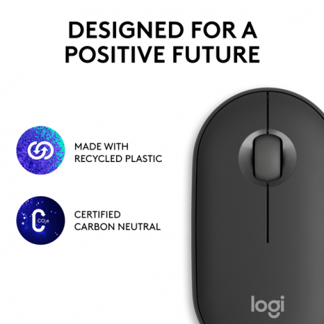 Logitech Pebble 2 M350s - Mouse - optical - 3 buttons - wireless - Bluetooth 5.2 LE - tonal graphite - 1