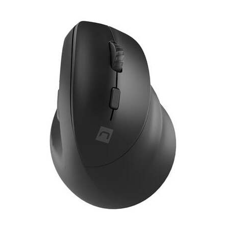 Natec CRAKE 2 - Vertical mouse - ergonomic - right-handed - optical - 6 buttons - wireless - 2.4 GHz, Bluetooth 5.0 - USB wireless receiver - black - 0