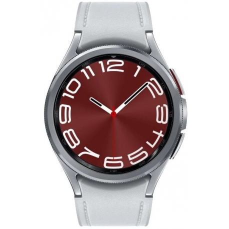 Samsung Galaxy Watch6 Classic - 43 mm - smart watch with band - hybrid eco-leather - silver - band size: S/M - display 1.3" - 16 GB - LTE, NFC, Wi-Fi, Bluetooth - 4G - 52 g - silver - 1