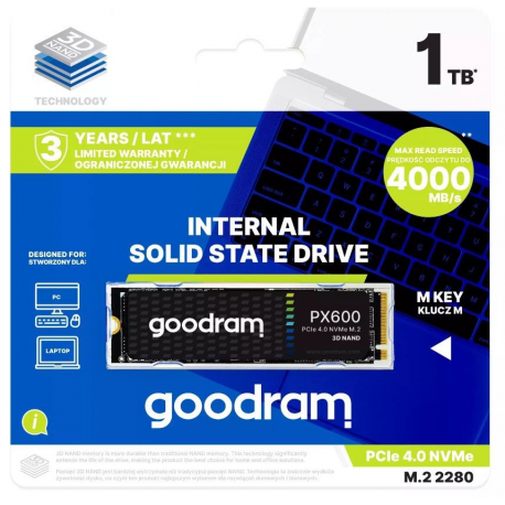 GOODRAM PX600 - SSD - 1000 GB - internal - M.2 2280 (double-sided) - PCIe 4.0 x4 (NVMe) - 1