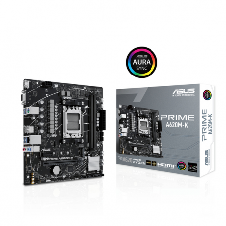 ASUS PRIME A620M-K - Motherboard - micro ATX - Socket AM5 - AMD A620 Chipset - USB 3.2 Gen 1 - Gigabit LAN - onboard graphics (CPU required) - HD Audio (8-channel) - 2