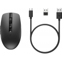 HP 715 - Mouse - multi-device, rechargeable - 7 buttons - wireless, wired - 2.4 GHz, Bluetooth 3.0 - USB wireless receiver - black