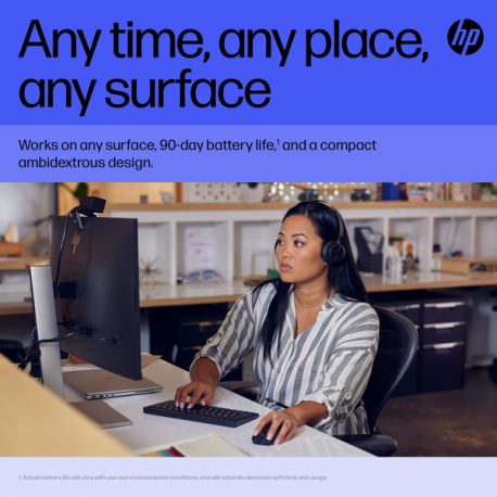 HP 715 - Mouse - multi-device, rechargeable - 7 buttons - wireless, wired - 2.4 GHz, Bluetooth 3.0 - USB wireless receiver - black - 3