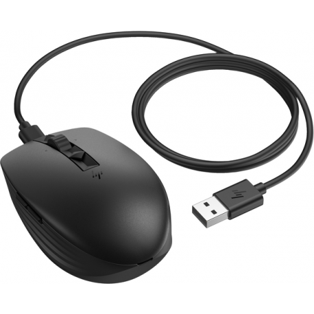 HP 715 - Mouse - multi-device, rechargeable - 7 buttons - wireless, wired - 2.4 GHz, Bluetooth 3.0 - USB wireless receiver - black - 4