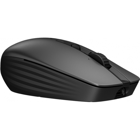 HP 715 - Mouse - multi-device, rechargeable - 7 buttons - wireless, wired - 2.4 GHz, Bluetooth 3.0 - USB wireless receiver - black - 7