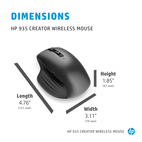 HP Creator 930 - Mouse - 10 buttons - wireless - Bluetooth - silver - for OMEN by HP Laptop 16; Victus by HP Laptop 16; Laptop 15, 17; Pavilion Plus Laptop 14 - 7