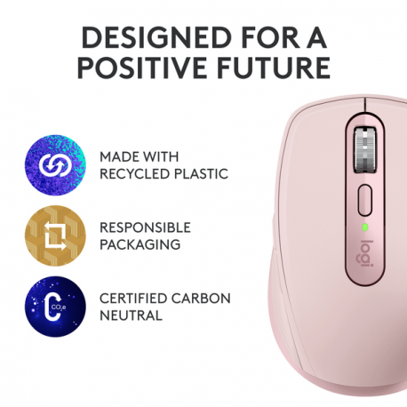Logitech MX Anywhere 3S - Mouse - optical - 6 buttons - wireless - Bluetooth - Logitech Logi Bolt USB receiver - rose - 3