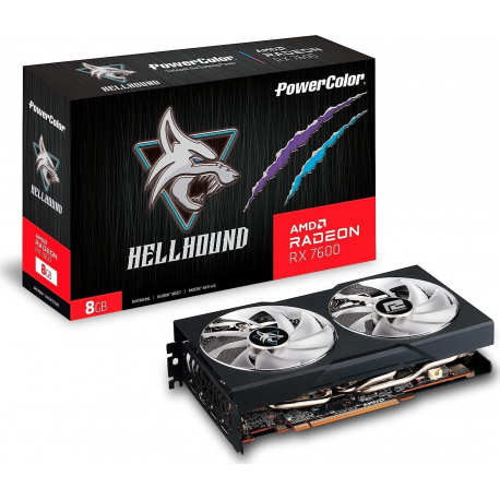 PowerColor Hellhound Radeon RX 7600 - Graphics card - Radeon RX 7600 - 8 GB GDDR6 - PCIe 4.0 - HDMI, 3 x DisplayPort - black - 0