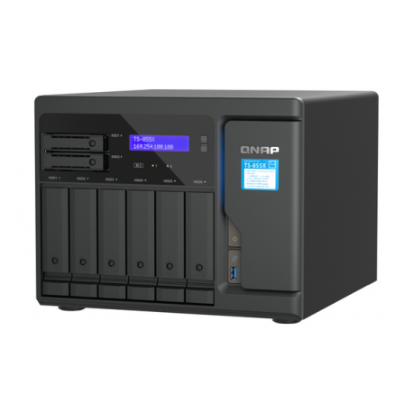 QNAP TS-855X - NAS server - 8 bays - SATA 6Gb/s - RAID RAID 0, 1, 5, 6, 10, 50, JBOD, 60 - RAM 8 GB - 2.5 Gigabit Ethernet / 10 Gigabit Ethernet - iSCSI support - 3