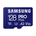 Samsung PRO Plus MB-MD128SA - Flash memory card (microSDXC to SD adapter included) - 128 GB - A2  /  Video Class V30  /  UHS-I U3 - microSDXC UHS-I - blue