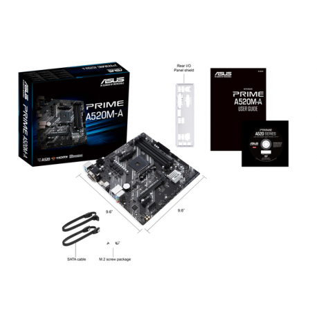 ASUS PRIME A520M-A II / CSM - Motherboard - micro ATX - Socket AM4 - AMD A520 Chipset - USB 3.2 Gen 1 - Gigabit LAN - onboard graphics (CPU required) - HD Audio (8-channel) - 1