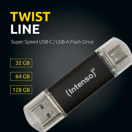 Intenso Twist Line - USB flash drive - 128 GB - USB 3.2 Gen 1 / USB-C - anthracite - 2