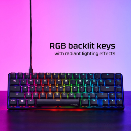 HyperX Alloy Origins 65 - Keyboard - backlit - USB-C - QWERTY - Nordic - key switch: HyperX Red - black - 9