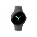Google Pixel Watch - 41 mm - polished silver - smart watch with active band - fluoroelastomer - charcoal - band size: L - 32 GB - Wi-Fi, LTE, NFC, Bluetooth - 4G - 36 g