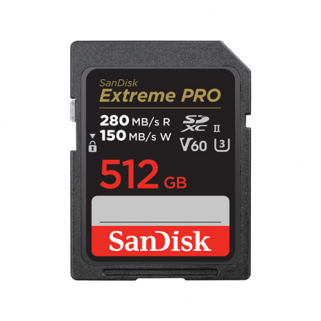 SanDisk Extreme Pro - Flash memory card - 512 GB - Video Class V60  /  UHS-II U3  /  Class10 - SDXC UHS-II - 0