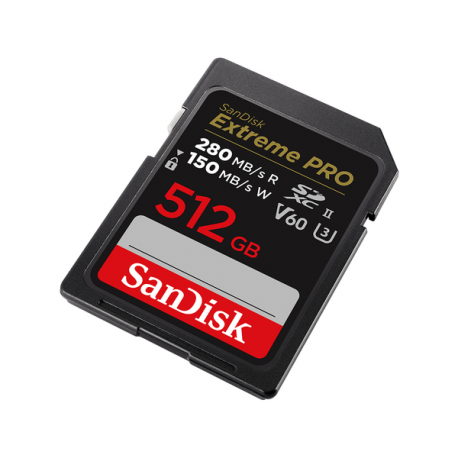SanDisk Extreme Pro - Flash memory card - 512 GB - Video Class V60  /  UHS-II U3  /  Class10 - SDXC UHS-II - 2