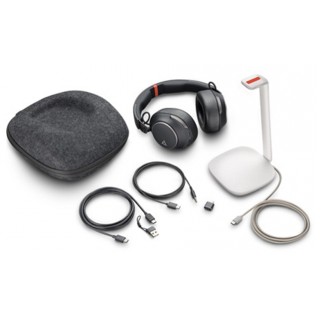 Poly Voyager Surround 85 - Voyager Surround 80 series - headset - over ear - Bluetooth - wireless - active noise cancelling - USB-C via Bluetooth adapter - black - Certified for Microsoft Teams, Certified for Microsoft Teams Open Office, UC certified - 3