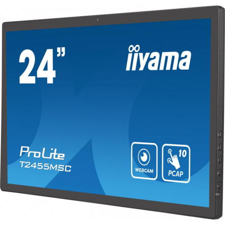 iiyama ProLite T2455MSC-B1 - LED monitor - 24" (23.8" viewable) - touchscreen - 1920 x 1080 Full HD (1080p) - IPS - 400 cd / m² - 1000:1 - 5 ms - HDMI, DisplayPort, USB - speakers - matte black - 1