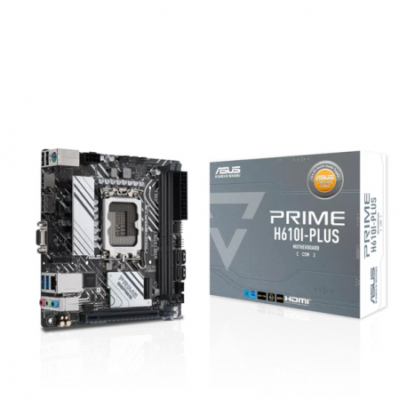 ASUS PRIME H610I-PLUS-CSM - Motherboard - mini ITX - LGA1700 Socket - H610 Chipset - USB 3.2 Gen 1 - Gigabit LAN - onboard graphics (CPU required) - HD Audio (8-channel) - 2