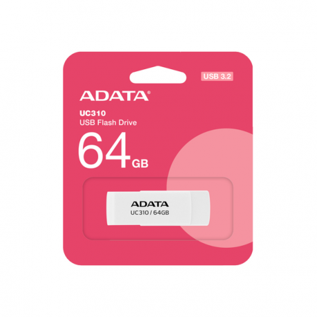 ADATA UC310 - USB flash drive - 64 GB - USB 3.2 Gen 1 - white - 0