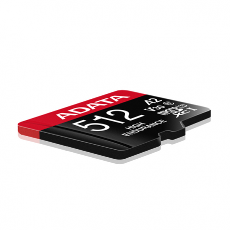 ADATA High Endurance - Flash memory card (microSDXC to SD adapter included) - 512 GB - A2  /  Video Class V30  /  UHS-I U3  /  Class10 - microSDXC UHS-I - 1