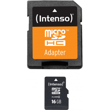 Intenso - Flash memory card (microSDHC to SD adapter included) - 16 GB - Class 4 - 140x / 34x - microSDHC - 0