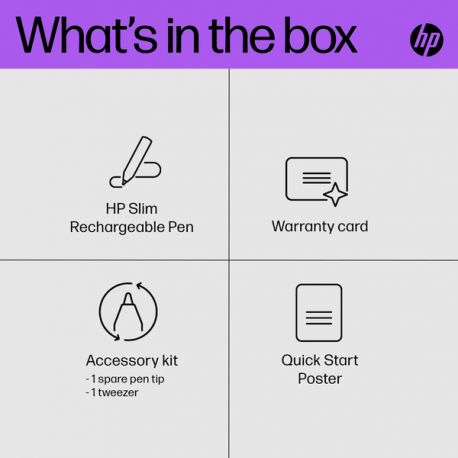 HP Slim - Digital pen - 2 buttons - harbor grey - envelope - for Pro x360 435 G9 Notebook, Fortis 11 G10 Notebook, Fortis 11 G9 Notebook - 16