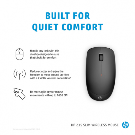 HP 235 - Mouse - optical - 3 buttons - wireless - 2.4 GHz - USB wireless receiver - jack black - for HP 250 G9 Notebook; Elite Mobile Thin Client mt645 G7 - 12