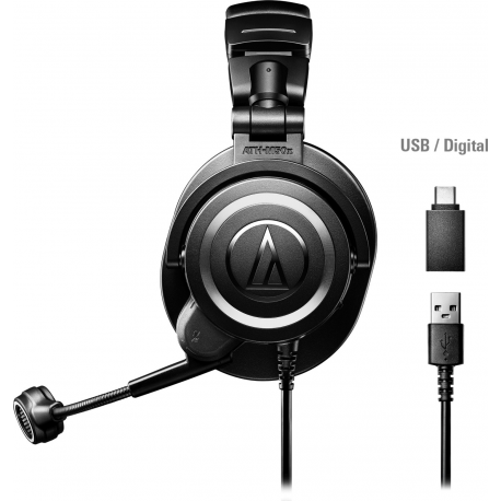 Audio-Technica ATH M50xSTS StreamSet - Headset - full size - wired - USB-A - noise isolating - 5