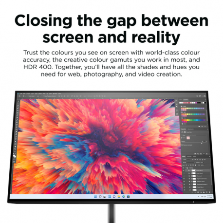 HP Z24q G3 - LED monitor - 23.8" - 2560 x 1440 QHD @ 90 Hz - IPS - 400 cd / m² - 1000:1 - HDR400 - 5 ms - HDMI, DisplayPort - 20