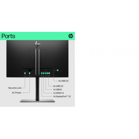 HP E22 G5 - E-Series - LED monitor - 21.5" (21.5" viewable) - 1920 x 1080 Full HD (1080p) @ 75 Hz - IPS - 250 cd / m² - 1000:1 - 5 ms - HDMI, DisplayPort, USB - black, black and silver (stand) - 13