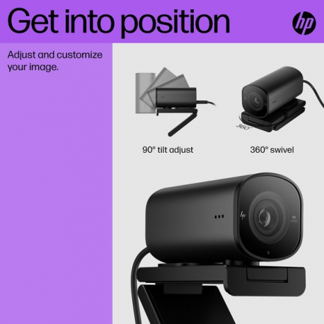 HP 965 Streaming - Webcam - colour - 8 MP - 3840 x 2160 - audio - USB 3.0 - 4