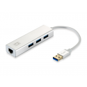 LevelOne USB-0503 - Hub - 3 x SuperSpeed USB 3.0 + 1 x 10 / 100 / 1000 - desktop