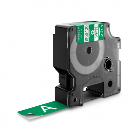 DYMO Rhino Coloured Vinyl - Vinyl - permanent adhesive - white on green - Roll (1.9 cm x 5.5 m) 1 cassette(s) tape - for DYMO ILP219; Rhino 4200, 5000, 5200, 6000; RhinoPRO 3000, 5000, 6000, 6500 - 1