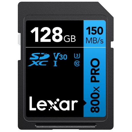 Lexar High Performance PRO BLUE Series - Flash memory card - 128 GB - Video Class V30  /  UHS-I U3  /  Class10 - 800x - SDXC UHS-I - 0