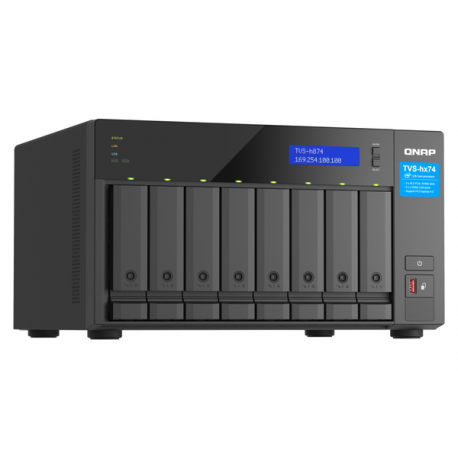 QNAP TVS-H874 - NAS server - 8 bays - SATA 6Gb / s - RAID 0, 1, 5, 6, 10, 50, 60, RAID TP, TM - RAM 64 GB - 2.5 Gigabit Ethernet / 10 Gigabit Ethernet - iSCSI support - 2