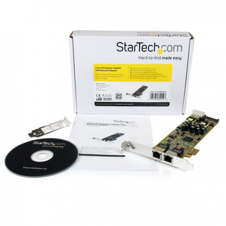 StarTech.com Dual Port PCI Express Gigabit Ethernet Network Card Adapter - 2 Port PCIe NIC 10/100/100 Server Adapter with PoE PSE (ST2000PEXPSE) - Network adapter - PCIe - Gigabit Ethernet x 2 - 2