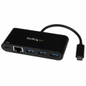 StarTech.com USB C to Ethernet Adapter - 3 Port - with Power Delivery (USB PD) - Power Pass Through Charging - USB C Adapter (US1GC303APD) - Network adapter - USB-C - Gigabit Ethernet - black