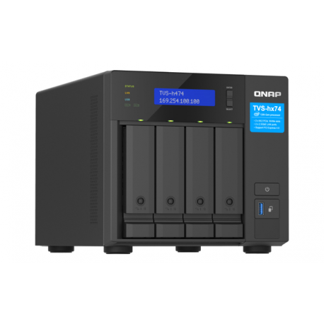 QNAP TVS-H474 - NAS server - 4 bays - SATA 6Gb/s - RAID 0, 1, 5, 6, 10, JBOD, RAID TP, TM - RAM 8 GB - Gigabit Ethernet / 2.5 Gigabit Ethernet - iSCSI support - 7