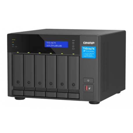 QNAP TVS-H674 - NAS server - 6 bays - SATA 6Gb/s - RAID 0, 1, 5, 6, 10, 50, JBOD, RAID TP, TM - RAM 32 GB - Gigabit Ethernet / 2.5 Gigabit Ethernet - iSCSI support - 1