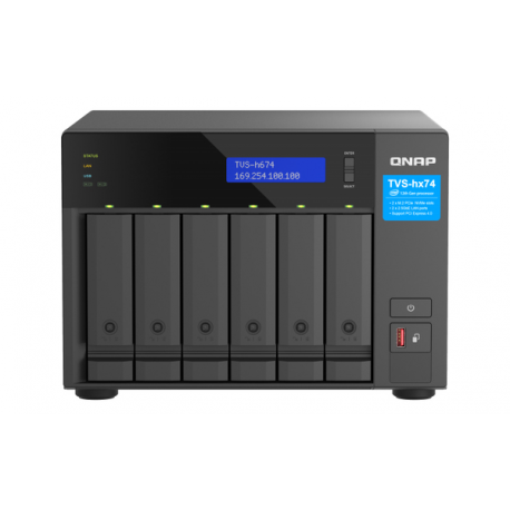 QNAP TVS-H674 - NAS server - 6 bays - SATA 6Gb/s - RAID 0, 1, 5, 6, 10, 50, JBOD, RAID TP, TM - RAM 16 GB - Gigabit Ethernet / 2.5 Gigabit Ethernet - iSCSI support - 1