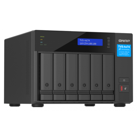 QNAP TVS-H674 - NAS server - 6 bays - SATA 6Gb/s - RAID 0, 1, 5, 6, 10, 50, JBOD, RAID TP, TM - RAM 16 GB - Gigabit Ethernet / 2.5 Gigabit Ethernet - iSCSI support - 7