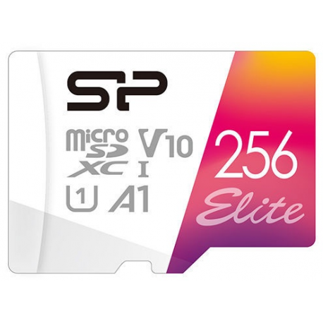 SILICON POWER Elite - Flash memory card (microSDXC to SD adapter included) - 256 GB - A1 / Video Class V10 / UHS-I U1 / Class10 - microSDXC UHS-I - 0