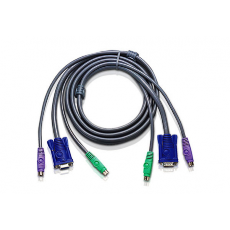 ATEN 2L-5002P / C - Keyboard  /  video  /  mouse (KVM) cable - PS / 2, HD-15 (VGA) (M) to PS / 2, HD-15 (VGA) - 1.8 m - for ATEN KH98; CE 250; MasterView Console Extender CE220, CS-114, 14, 142, 78, 912, 9134, 914 - 0