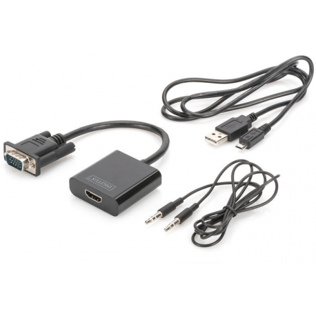MicroConnect - HDMI adapter - USB, HD-15 (VGA) to HDMI female - 15 cm - black - active, 1080p support - 3